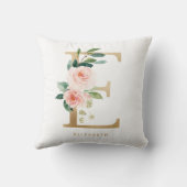 Nep goud folie bloemletter E monogram Kussen (Achterkant)