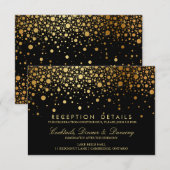 Nep goud folie confetti bruiloftsreceptiekaart informatiekaartje (Voorkant / Achterkant)