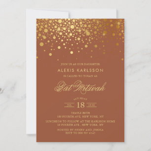Nep goud folie confetti terracotta Bat Mitzvah Kaart