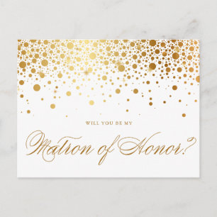 Nep goud folie confetti   Wees mijn getuige Uitnodiging Briefkaart