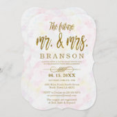 Nep goud folie Mr. en Mrs. typografie verlovingsfe Kaart (Voorkant / Achterkant)
