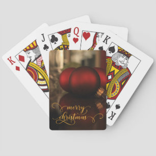 Nep goud folie Prettig kerstfeest met rode glazen Pokerkaarten