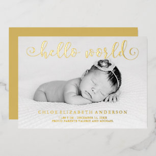 Nep goud folie typografie foto baby aankondigingen