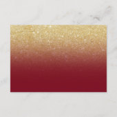 Nep goud glinsterende bordeauxrood details bruilof informatiekaartje (Achterkant)