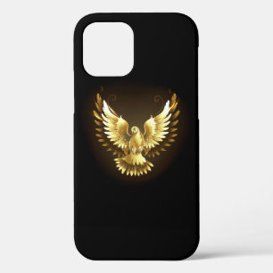 Nep gouden folie vredesduif op zwart iPhone 12 pro hoesje