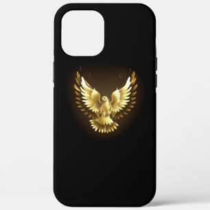 Nep gouden folie vredesduif op zwart iPhone 12 pro max hoesje