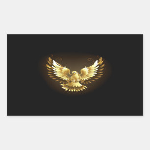 Nep gouden folie vredesduif op zwart rechthoekige sticker