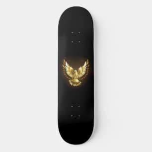 Nep gouden folie vredesduif op zwart skateboard