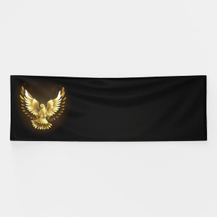 Nep gouden folie vredesduif op zwart spandoek