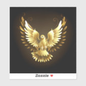 Nep gouden folie vredesduif op zwart sticker (Vel)