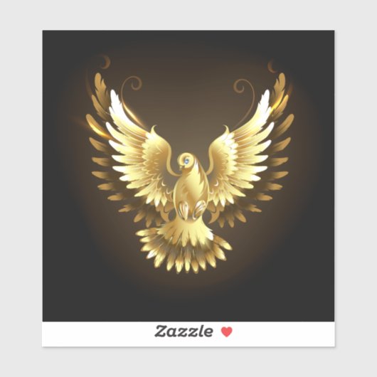 Nep gouden folie vredesduif op zwart sticker (Vel)