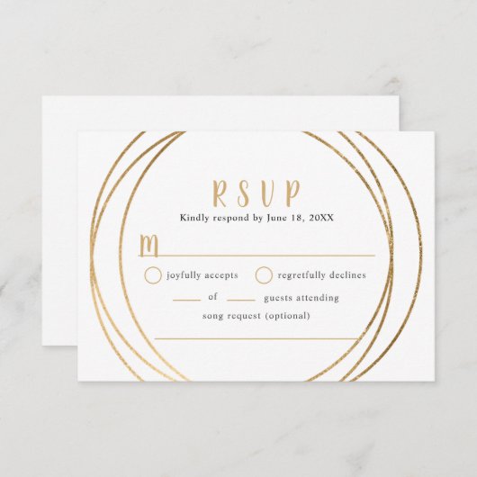 Nep gouden ronde geometrische bruiloft buffet RSVP (Voorkant / Achterkant)