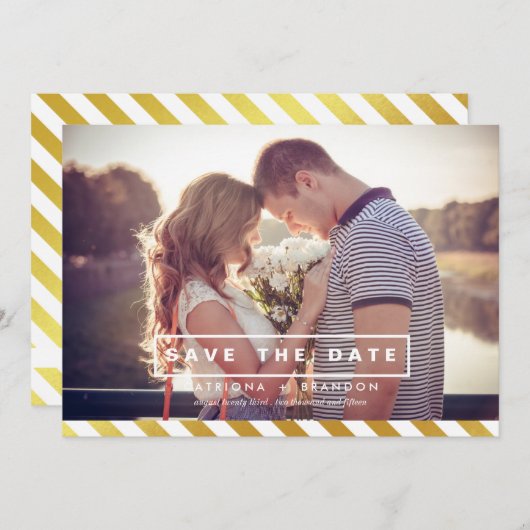 NEP GOUDFOLIE FOTO SAVE THE DATE-AANKONDIGING SAVE THE DATE (Voorkant / Achterkant)