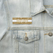 Nep goudgele glittertextuur & aangepaste tekst naamplaatje (In situ)