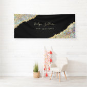 Nep holografisch goud glitter spandoek (Insitu)