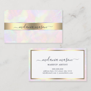 Nep holografisch & gouden elegante beauty girl visitekaartje