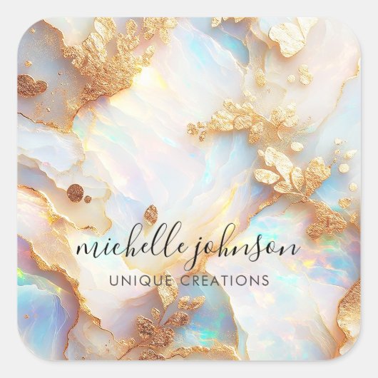 Nep Holografisch Iriserend Opal Kristal Creatief Vierkante Sticker (Voorkant)