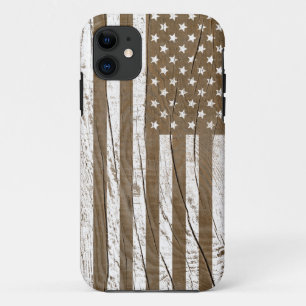 Nep Houtnerf Grunge Amerikaanse Vlag iPhone 11 Hoesje