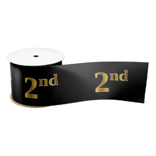Nep/Imitatie Goud "2e" Event Nummer (Zwart) Lint