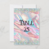 Nep Iridescente Folie & Glitter Bruiloft Tafel Num Kaart (Achterkant)