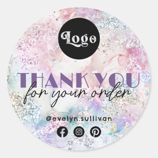 Nep iriserende glitter waterverf ronde sticker (Voorkant)