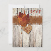 NEP Jute Houten Bladeren Hart Trouw Antwoordkaart RSVP Kaartje (Voorkant)