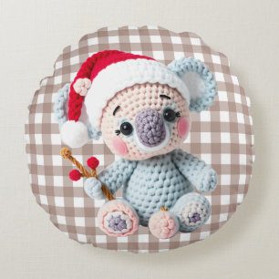 Nep Knoop-Hook Koala Kerstontwerp Rond Kussen