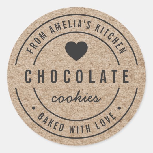 Nep-Kraft van Keuken Gebakken met Liefde Ronde Sticker (Voorkant)