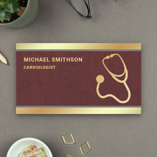 Nep leer gouden stethoscoop medische professional visitekaartje