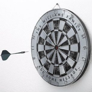 Nep-marmeren zwart met naam & boodschap dartbord