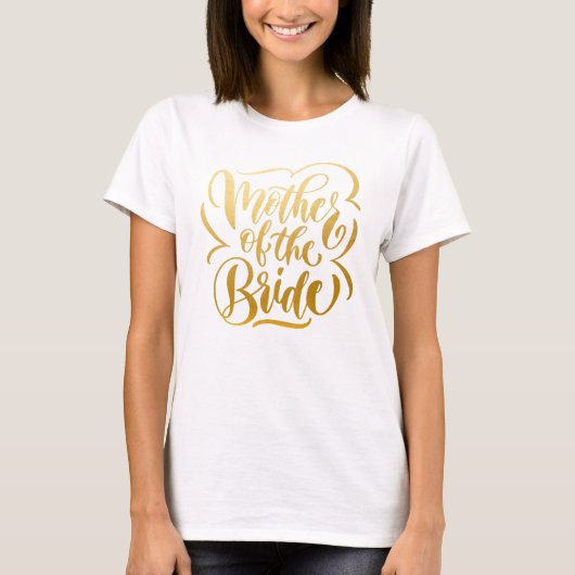 Nep Metallic Goud Moeder van de Bruid T-shirt (Voorkant)