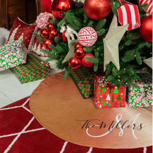 Nep Metallic Koper Gradiënt Familie Monogram Kerstboom Rok