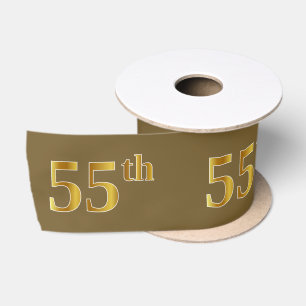Nep/Namaak Goud "55ste" Evenement Nummer (Bruin) Lint