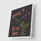 Nep neon diva den tijdmeter vierkante klok (Hoek)