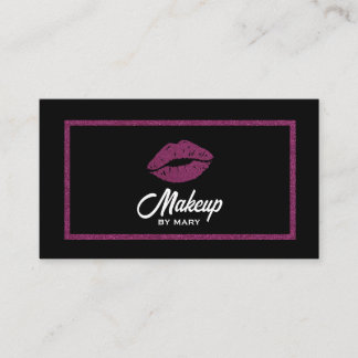 Nep Roze Glitter Lippen QR Code Visagist Visitekaartje