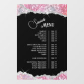 Nep Roze Glitter Lovertjes Dienstenmenu Raamsticker (Vel)