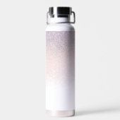 Nep roze glitterscript monogram waterfles (Achterkant)