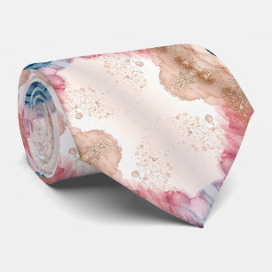 Nep roze goud en turkooisblauw & Glitters Stropdas
