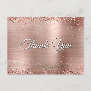 Nep roze goud glinster sproei folie bedankt briefkaart