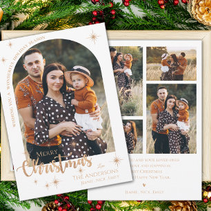 Nep roze goud multifamilie foto's vrolijk kerstfee feestdagenkaart