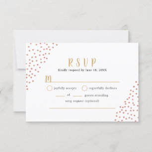 Nep roze gouden confetti bruiloft buffet RSVP Kaartje