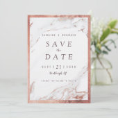 Nep roze gouden marmeren luxe moderne bewaar de da save the date (Staand voorkant)