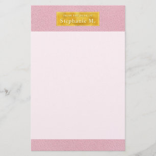 Nep roze lederen textuur met goud folie banner briefpapier