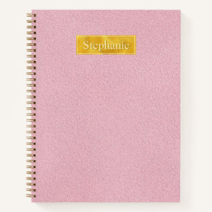 Nep roze leer textuur met goud folie banner notitieboek