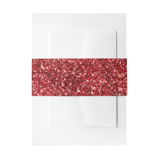 Nep Ruby Rode Glitter Uitnodigingen Wikkel (Voorkant Voorbeeld)
