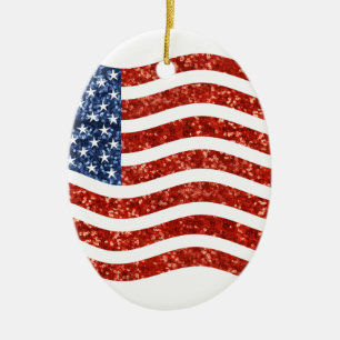 nep sequin print american flag keramisch ornament