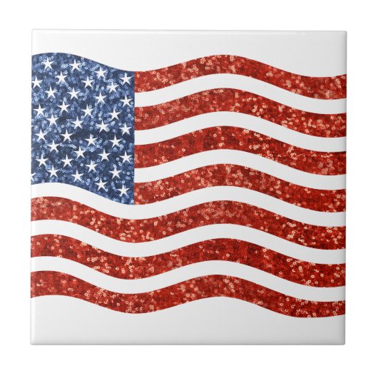 nep sequin print american flag tegeltje (Voorkant)