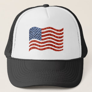 nep sequin print american flag trucker pet
