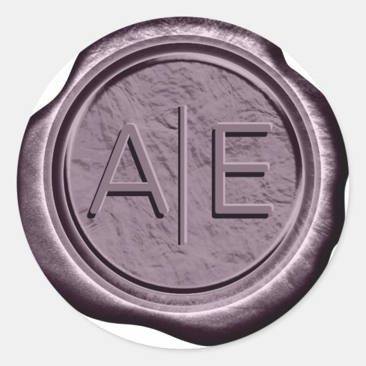 Nep waszegel huwelijksinitiaal Dk Mauve ID967 Ronde Sticker (Voorkant)