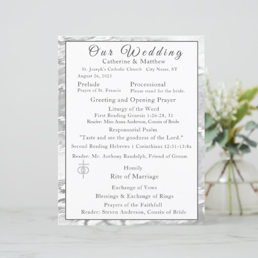 Nep-zijden katholiek huwelijksprogramma (Staand voorkant)